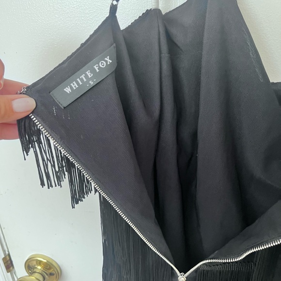 White Fox Black Fringe Mini Flapper Dress. Small size - Picture 7 of 8